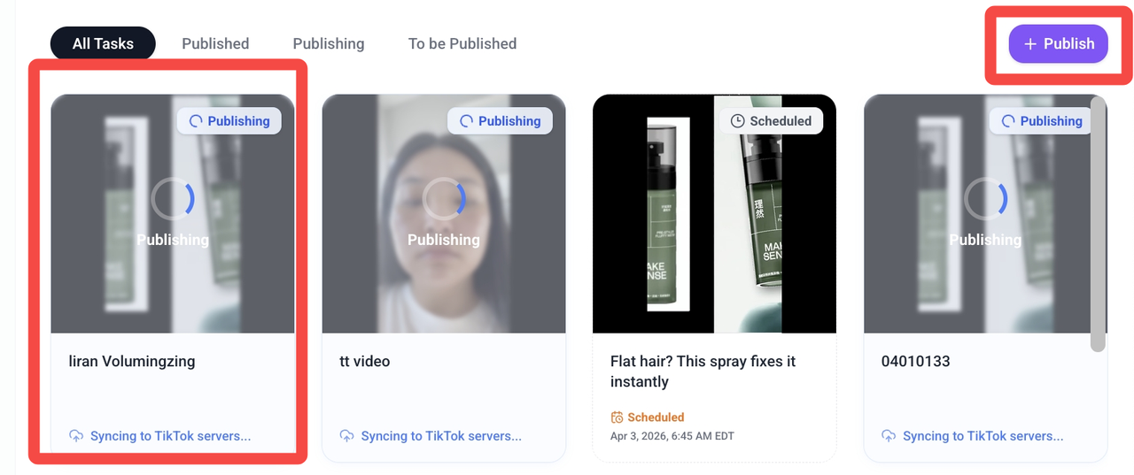 TikTok Publish Task Progress
